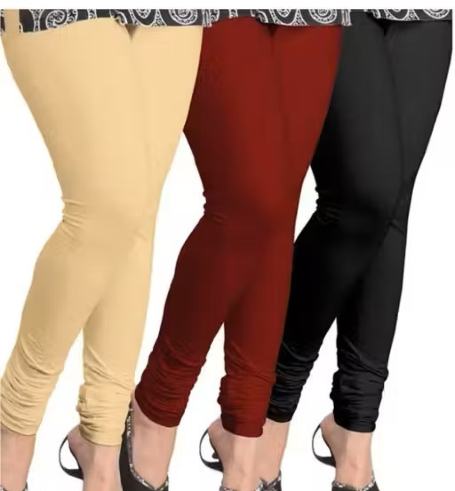 Premium Viscose Rayon Churidar Leggings Combo Pack of 3