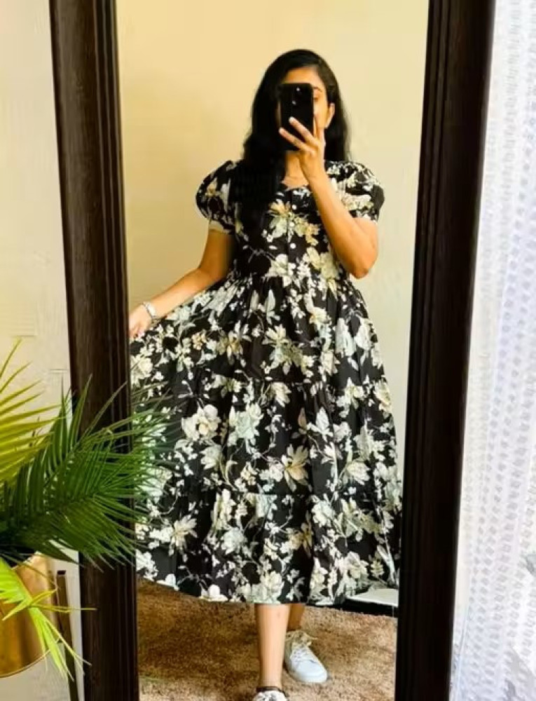 Women & Girls Rayon Printed Dress