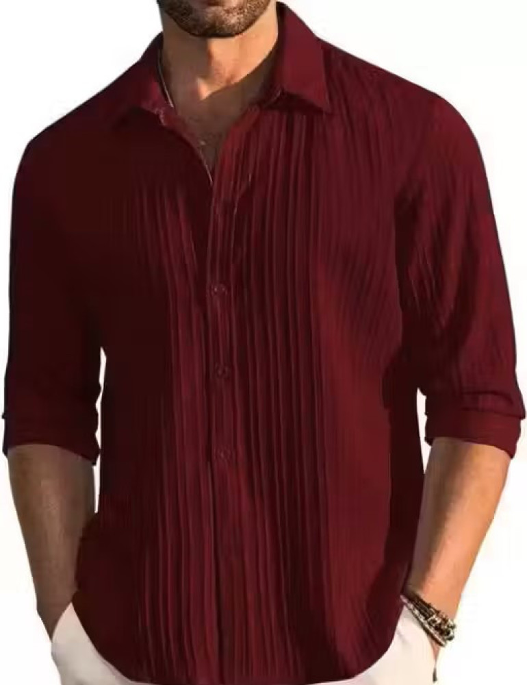 Men Slim Fit Cut Away Full Sleeve Shirt