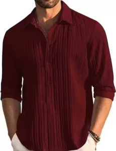 Men Slim Fit Cut Away Full Sleeve Shirt