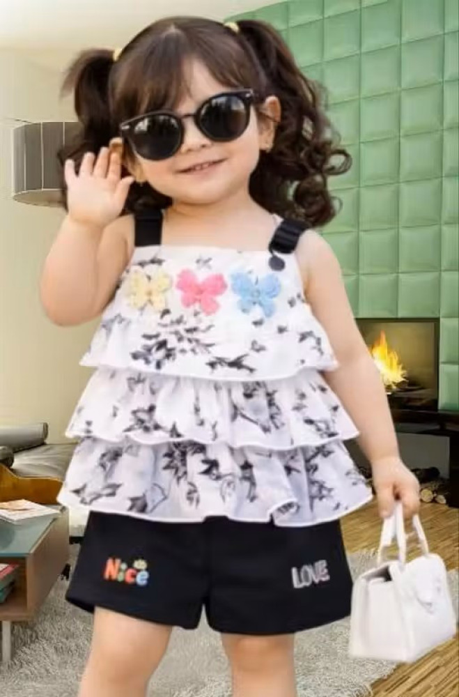 Little Muffs Baby Girl Multicolour Top & Shorts Set