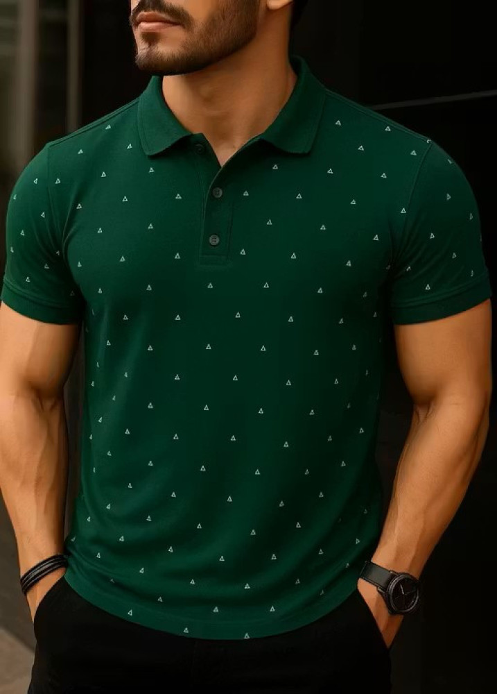 Men Solid Collar T‑Shirt Polo