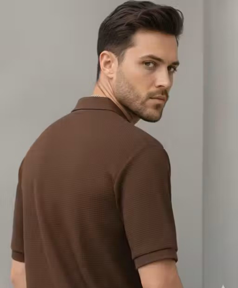 Mens Cotton Half‑Sleeves Solid Polo T‑Shirt
