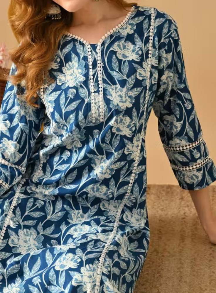 Kali Blue Off White Straight Kurta