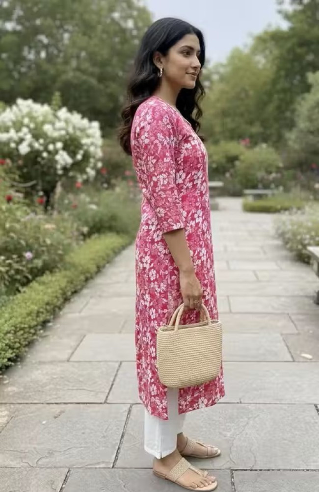 Pink Flowers Kurti