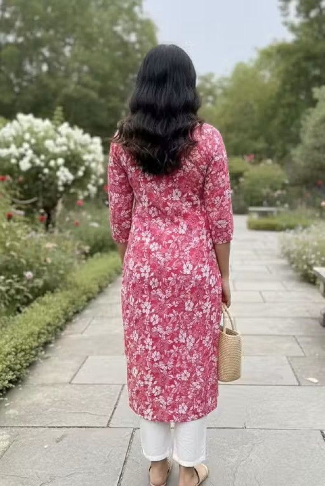 Pink Flowers Kurti