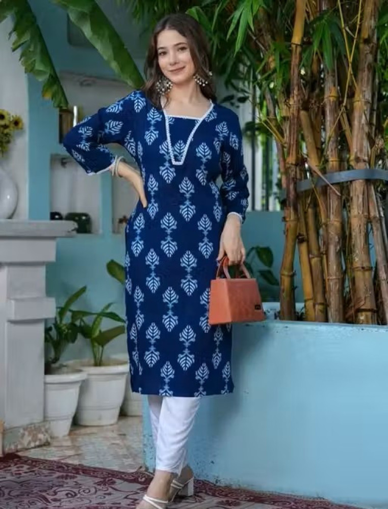 Jaipuri Print Trendy Rayon Straight Kurta