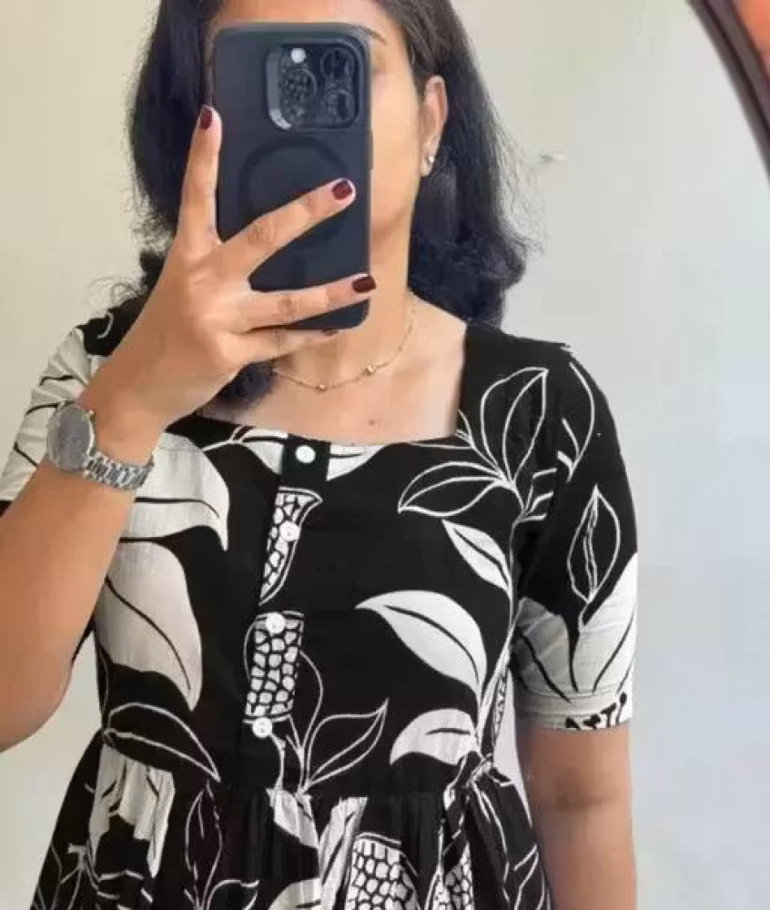 Women & Girls Printed Fit and Flare Dress 1