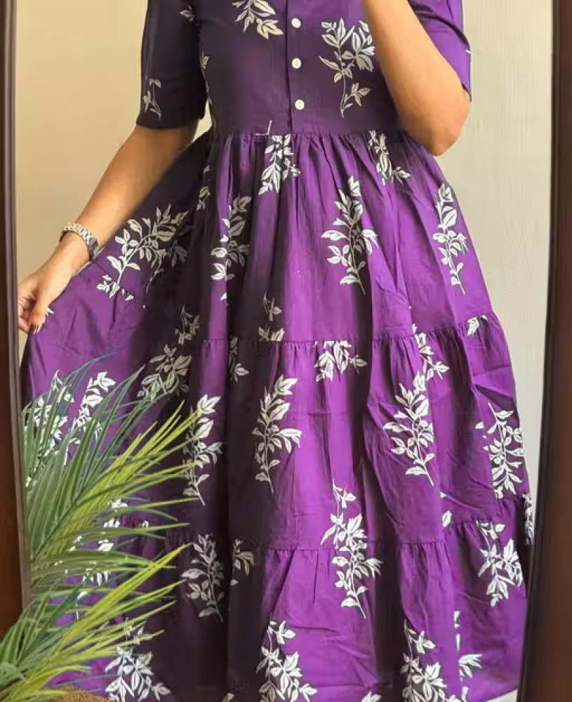 Trendy and Comfortable New Design Women Half Sleeves Printed Middy Gown