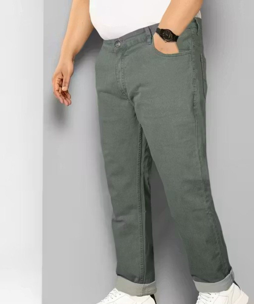 Stylish Solid Olive Green Comfort Fit Pants