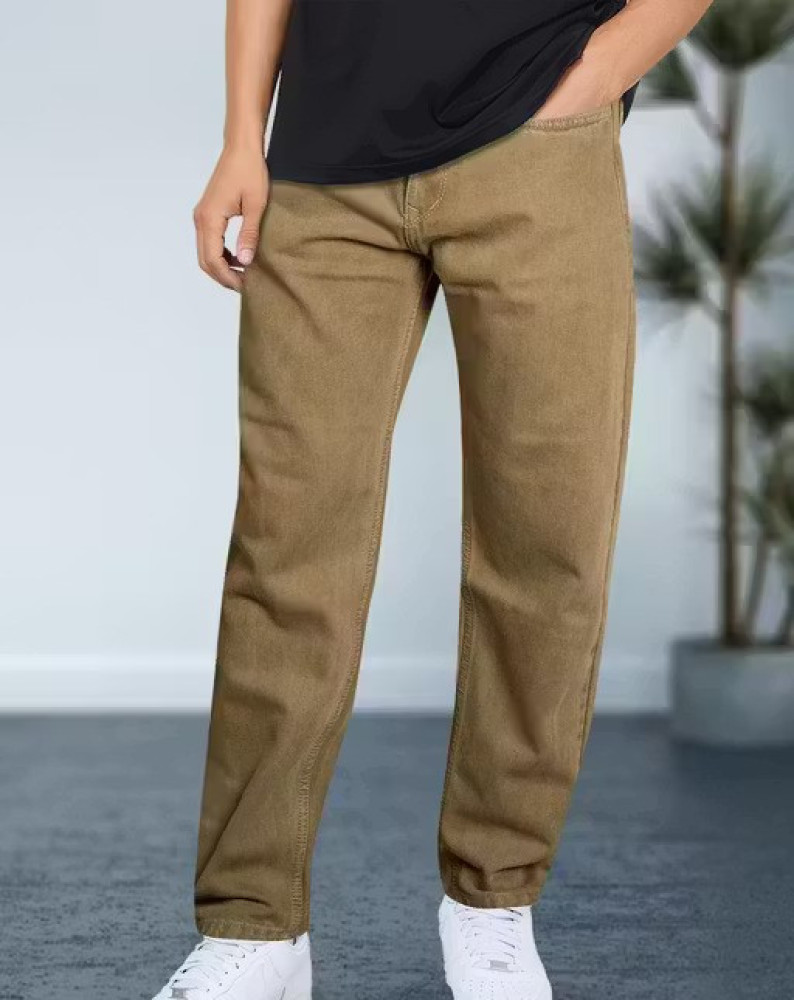 Men Earth Tone Slim Fit Casual Comfort Cotton Pants