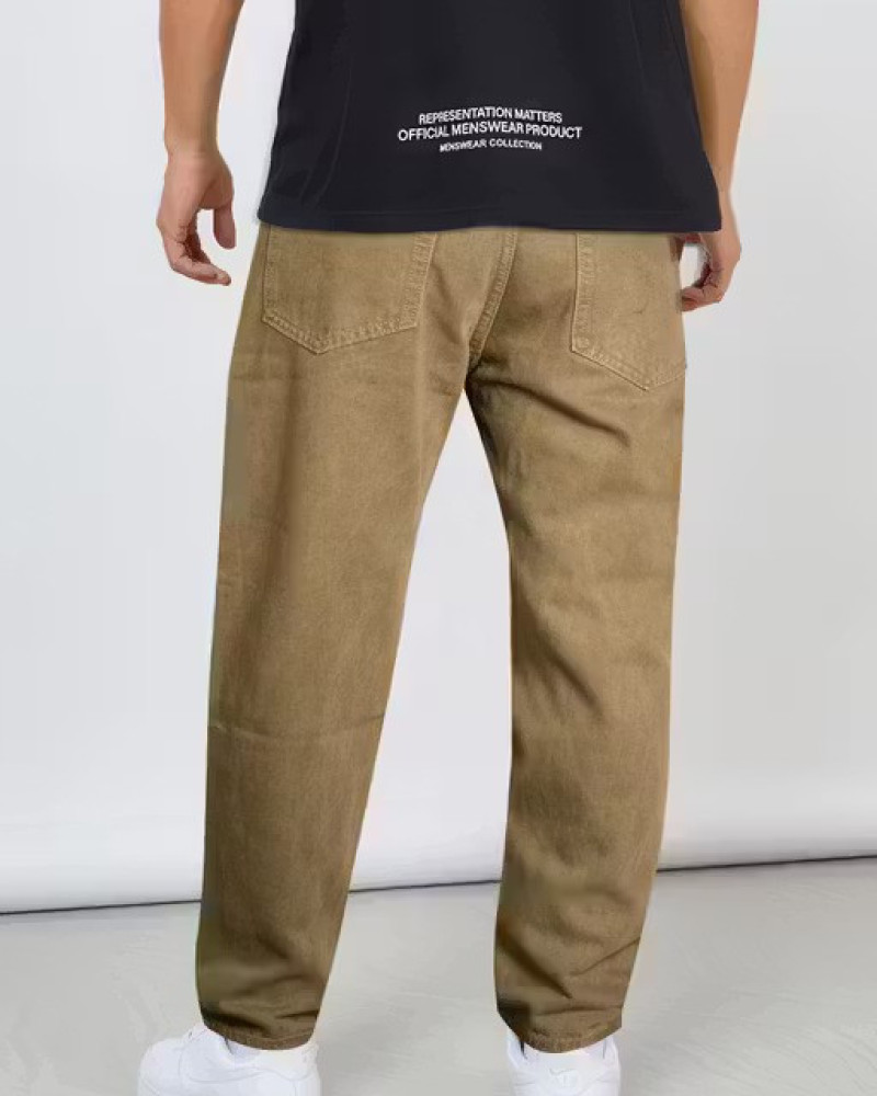 Men Earth Tone Slim Fit Casual Comfort Cotton Pants